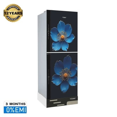 Picture of VISION RE-356 Liter Glass Door Refrigerator Blue Poppy  Flower Bottom Mount