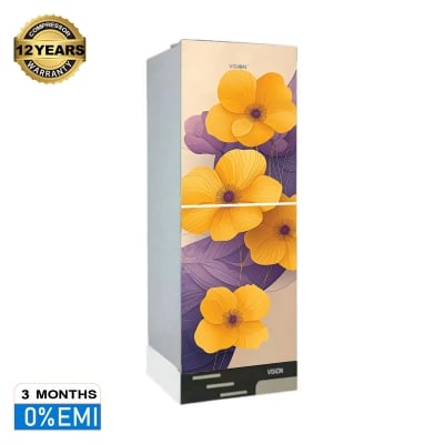 Picture of VISION RE-160 Liter Glass Door Refrigerator Golden Trumpet -Bottom Mount