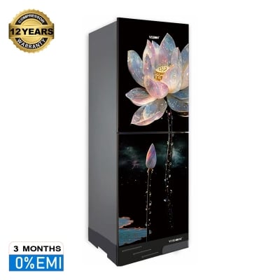 Picture of VISION RE-160 Liter Glass Door Refrigerator White Galaxy Lotus-Bottom Mount