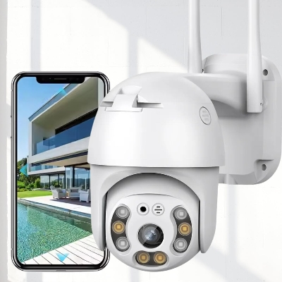 Picture of Full-color Night Vision IP Dome Camera Security Camera Ptz Camera Wifi Security Waterproof Outdoor Surveillance Camera V380 Pro Wi-Fi Motion Detection Smart Ptz Camera, HD 1080p Auto Tracking AI Camera - Wifi Camera - White,128GB