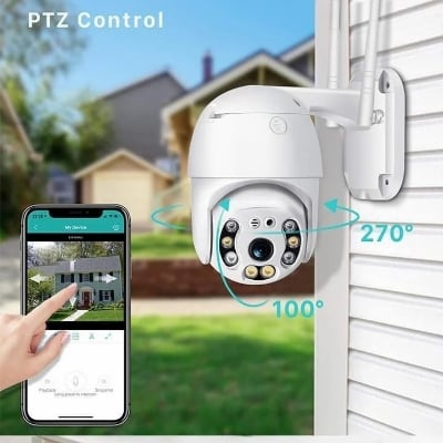 Picture of Full-color Night Vision IP Dome Camera Security Camera Ptz Camera Wifi Security Waterproof Outdoor Surveillance Camera V380 Pro Wi-Fi Motion Detection Smart Ptz Camera, HD 1080p Auto Tracking AI Camera - Wifi Camera - White,128GB