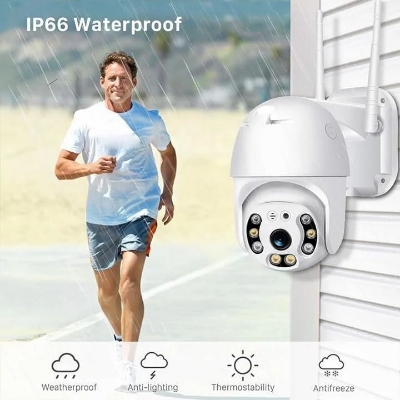 Picture of Full-color Night Vision IP Dome Camera Security Camera Ptz Camera Wifi Security Waterproof Outdoor Surveillance Camera V380 Pro Wi-Fi Motion Detection Smart Ptz Camera, HD 1080p Auto Tracking AI Camera - Wifi Camera - White,128GB