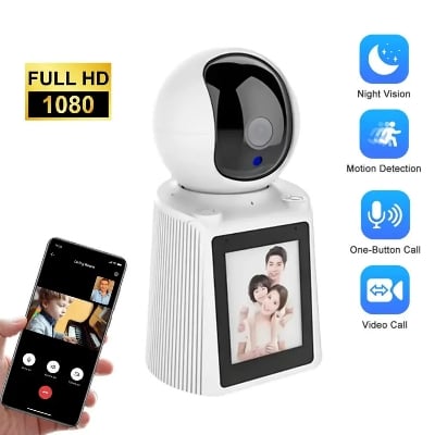 Picture of V380 Pro Indoor Security Camera 1080P Full HD WIFI Video Calling PT Camera,AI Auto Tracking,2.8inch HD Display and two-way video calling, Human/Pet AI Ideal for Baby Monitor/Pet Camera/Home Security CCTV Camera - Multicolor