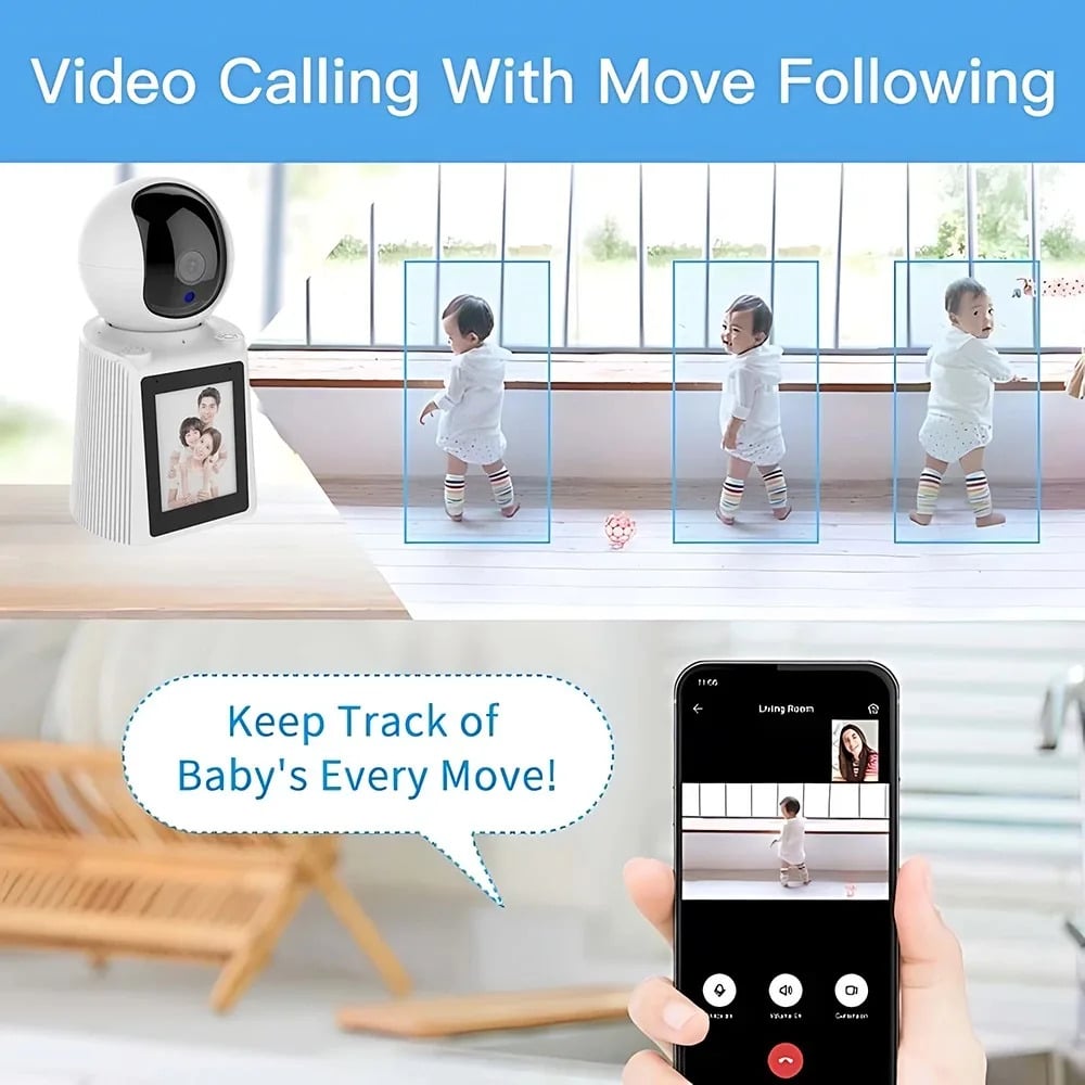 Picture of V380 Pro Indoor Security Camera 1080P Full HD WIFI Video Calling PT Camera,AI Auto Tracking,2.8inch HD Display and two-way video calling, Human/Pet AI Ideal for Baby Monitor/Pet Camera/Home Security CCTV Camera - Multicolor