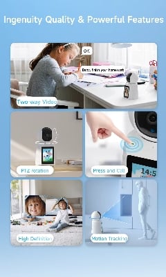 Picture of V380 Pro Indoor Security Camera 1080P Full HD WIFI Video Calling PT Camera,AI Auto Tracking,2.8inch HD Display and two-way video calling, Human/Pet AI Ideal for Baby Monitor/Pet Camera/Home Security CCTV Camera - Multicolor