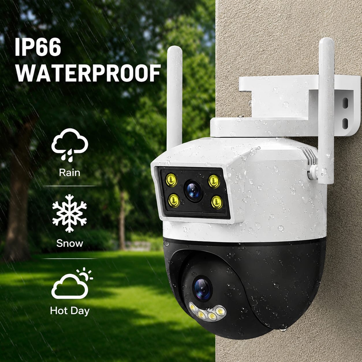 Picture of 2 Lance Outdoor Waterproof CCTV Camera 3MP+3MP Color Night Vision WiFi IP Security Cameras V380 PRO