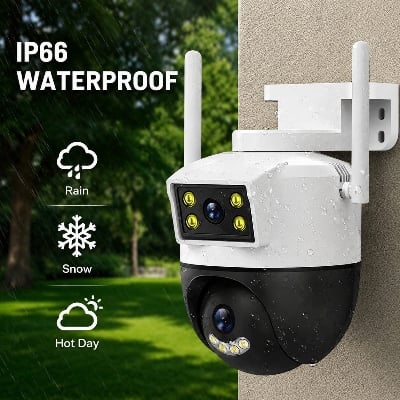 Picture of 2 Lance Outdoor Waterproof CCTV Camera 3MP+3MP Color Night Vision WiFi IP Security Cameras V380 PRO