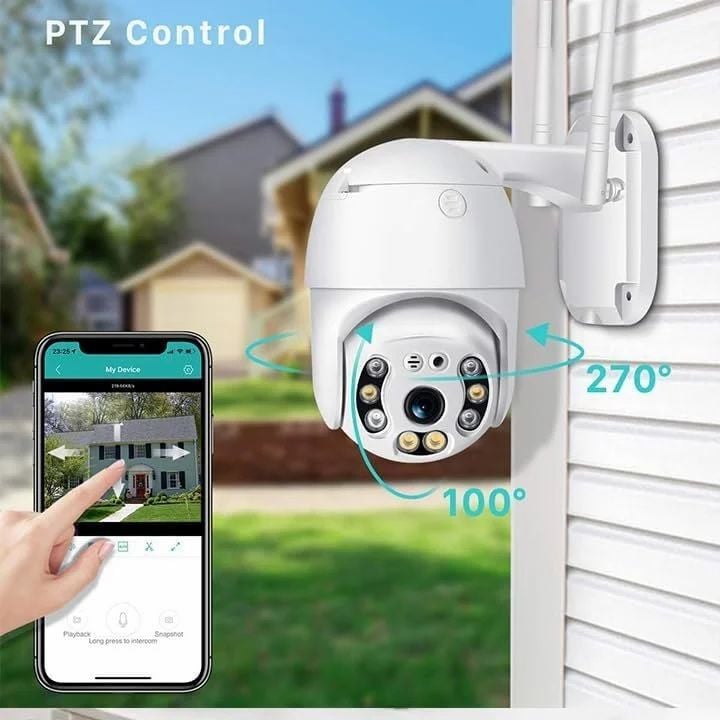 Picture of V380 Pro Wi-Fi Motion Detection Smart PTZ Camera, HD 1080P Auto Tracking AI Camera, Full-color Night Vision IP Dome Camera Security Camera PTZ Camera WiFi Security Waterproof Outdoor Surveillance Camera