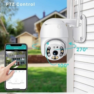 Picture of V380 Pro Wi-Fi Motion Detection Smart PTZ Camera, HD 1080P Auto Tracking AI Camera, Full-color Night Vision IP Dome Camera Security Camera PTZ Camera WiFi Security Waterproof Outdoor Surveillance Camera