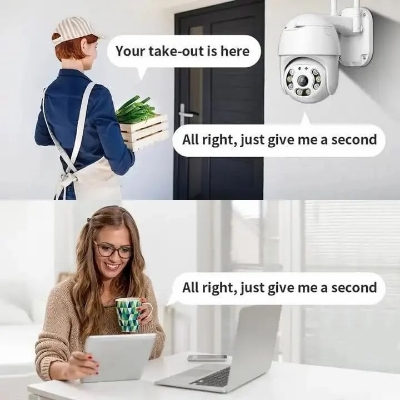 Picture of V380 Pro Wi-Fi Motion Detection Smart PTZ Camera, HD 1080P Auto Tracking AI Camera, Full-color Night Vision IP Dome Camera Security Camera PTZ Camera WiFi Security Waterproof Outdoor Surveillance Camera