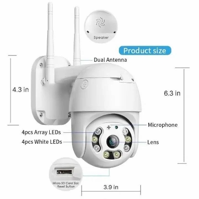Picture of V380 Pro Wi-Fi Motion Detection Smart PTZ Camera, HD 1080P Auto Tracking AI Camera, Full-color Night Vision IP Dome Camera Security Camera PTZ Camera WiFi Security Waterproof Outdoor Surveillance Camera