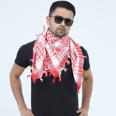 Picture of Premium Hazi Rumal Factory Direct Supply Set A Soft Cotton Fabric Head Cover Arabian scarf Winter Warm Cloth Haji prayer Gamcha Hijab Muslim Busana fine Design Islamic Accessories Tie Cap Pagri Keran Towel Hejab Tupi Hat Black and Red Color - One size