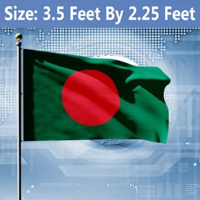 Picture of Premium 3.5ft x 2.25ft National Flag Bangladesh Direct Factory Supply Set B Chinese Clothe Potaka Best for Any Program Indicate Patriotism Show Respect Victory/Independence Day Craft Stationery Product Red And Green Color-Ideal Gift Item Category