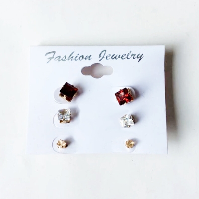 Picture of 3 Pairs or 6 PCS Ear Rings Ladies Jewelry Earrings Gift Item Birthday Eid Puja Valentine Female Ornament Kaner Dul for Girls and women Multicolor