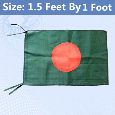Picture of Premium 1.5ft x 1ft National Flag Bangladesh Direct Factory Supply Set B Chinese Clothe Potaka Best for Any Program Indicate Patriotism Show Respect Victory/Independence Day Craft Stationery Product Red And Green Color-Ideal Gift Item Category