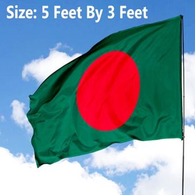Picture of Premium 5ft x 3ft National Flag Bangladesh Direct Factory Supply Set B Chinese Clothe Potaka Best for Any Program Indicate Patriotism Show Respect Victory/Independence Day Craft Stationery Product Red And Green Color-Ideal Gift Item Category