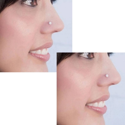 Picture of 2 PCS American Diamond One Stone Nose Pin -12cn Set-A Wedding Engagement Bridal Jewelry Perfect Noth for Girls and Women Party Nakful White Colored Combo + 25 PCS Safety Pins Free Gift