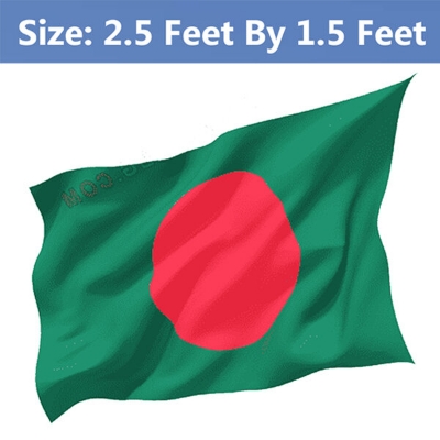 Picture of (2.5 By 1.5) Feet National Flag Bangladesh Factory Direct Supply Set A Chinese Clothes Potaka Best for Anyone Program Indicate Patriotism Showing Respect Victory / Independence Day Craft Stationery Products Red And Green Color - Ideal Gift Item Category