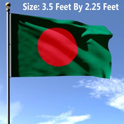 Picture of (3.5 By 2.25) Feet National Flag Bangladesh Factory Direct Supply Set A Potaka Best for Anyone Program Indicate Patriotism Showing Respect Victory / Independence Day Craft Stationery Products Red And Green Color - Ideal Gift Item