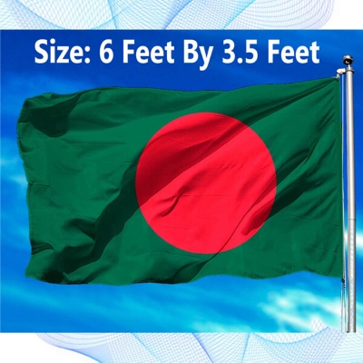 Picture of (6 By 3.5) Feet National Flag Bangladesh Factory Direct Supply Set A Chinese Clothes Potaka Best for Anyone Program Indicate Patriotism Showing Respect Victory / Independence Day Craft Stationery Products Red And Green Color - Ideal Gift Item Category