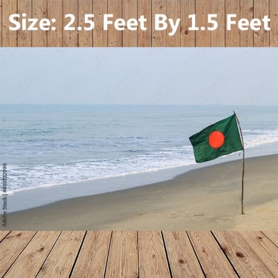 Picture of 2.5ft x 1.5ft National Flag Bangladesh Factory Direct Supply Set C Chinese Cloth Potaka Best for Any Program Patriotism Respect Victory/Independence Day Craft Stationery Product Red Green Color-Ideal Category Combo Offer (2 PCS Headband Free Gift)