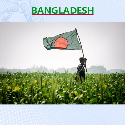 Picture of 2.5ft x 1.5ft National Flag Bangladesh Factory Direct Supply Set C Chinese Cloth Potaka Best for Any Program Patriotism Respect Victory/Independence Day Craft Stationery Product Red Green Color-Ideal Category Combo Offer (2 PCS Headband Free Gift)