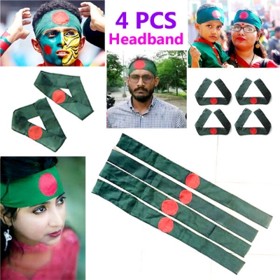 Picture of 4 PCS National Flag of Bangladesh Headbands Direct Factory Supply Set B Chinese Clothe Potaka Any Program Indicate Patriotism Showing Respect Victory / Independence Day Craft Stationery Product Red And Green Color for All Men and Women  - One size