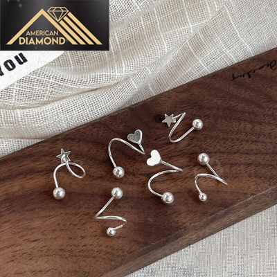 Picture of 1 Pair American Popular Spiral Earrings Direct Factory Supply Set A All Match Cool Style Spring S Shaped Kaner Dul Daily Life Jewelry Accessories Birthday Wedding Engagement Bridal Party Amazing Gift Item for Girls Women Silver Color