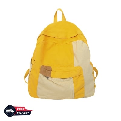 Picture of Casual Contrast Color Canvas Backpack Yellow