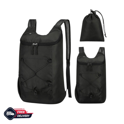 Picture of 16L Foldable Hiking Backpack – Lightweight Packable Water-Repellent Daypack, Ultralight Collapsible Rucksack for Travel, Gym and Outdoor Sports (Black)