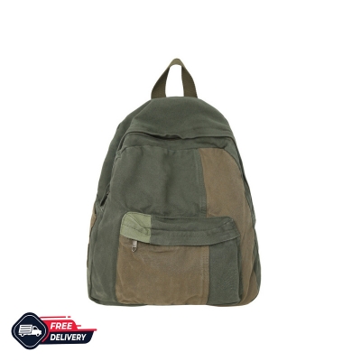 Picture of Casual Contrast Color Canvas Backpack - Olive Green