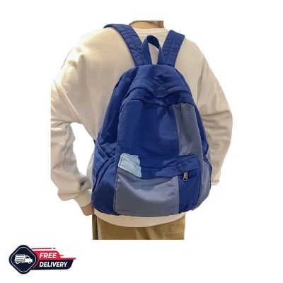 Picture of Casual Contrast Color Canvas Backpack - Blue