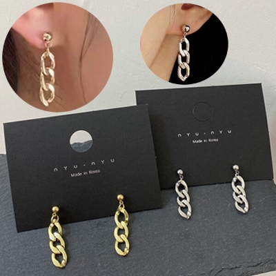 Picture of Chain Earrings 24K Gold Water Drop Set C1 All Match Eardrop Versatile Personality Autumn Winter Retro Kaner Dul Jewelry Accessories Birthday Wedding Engagement Bridal Party Amazing Gift Item for Women Girls Gold/Silver Color