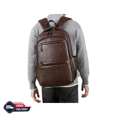 Picture of Style PU Leather Fashion Mens Backpack - Dark Brown