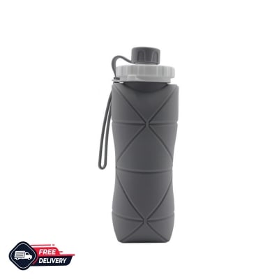 Picture of Silicone Foldable Water Bottle For Traveling And Outdoor Sports, Summer Essentials (Grey)