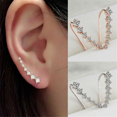 Picture of Seven Stone Long Crystal Earrings Set K1 Hollow Tassel Pendant Eardrop Versatile Personality Autumn Retro Kaner Dul Jewelry Accessories Birthday Wedding Engagement Bridal Party Amazing Gift Item for Female Girls Gold/Silver Color
