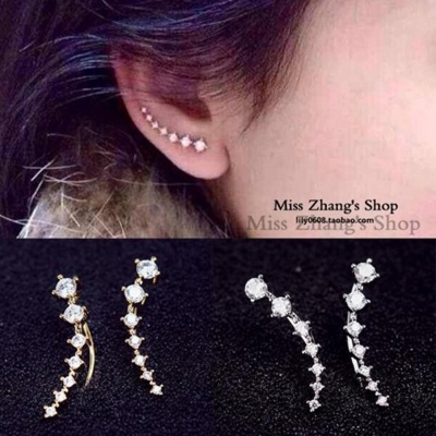 Picture of Seven Stone Long Crystal Earrings Set K1 Hollow Tassel Pendant Eardrop Versatile Personality Autumn Retro Kaner Dul Jewelry Accessories Birthday Wedding Engagement Bridal Party Amazing Gift Item for Female Girls Gold/Silver Color