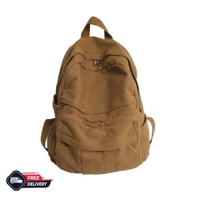 Picture of Gamlfl Light Brown Canvas Backpack For Women And Men Retro Aesthetic Travel Laptop Bag