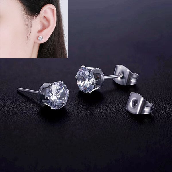 Picture of Six-Claw Round One Stone Zircon Earrings Set L1 Hollow Tassel Pendant Snowflake Eardrop Versatile Personality Autumn Retro Kaner Dul Jewelry Accessories Birthday Wedding Engagement Bridal Party Amazing Gift Item for Female Girls White Color