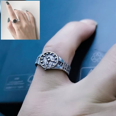 Picture of Adjustable Creative Watch Finger Ring Set C1 Versatile Personality Autumn Retro Angti Daily Life Jewelry Accessories Birthday Wedding Engagement Bridal Party Amazing Gift Item for Men and Women Silver Color