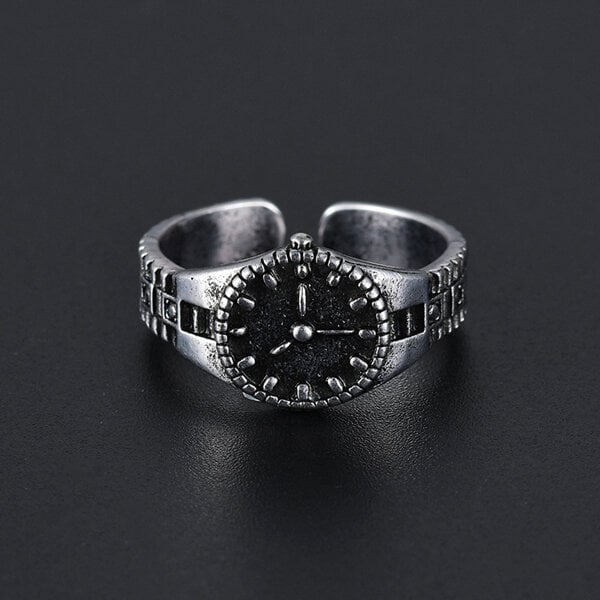 Picture of Adjustable Creative Watch Finger Ring Set C1 Versatile Personality Autumn Retro Angti Daily Life Jewelry Accessories Birthday Wedding Engagement Bridal Party Amazing Gift Item for Men and Women Silver Color