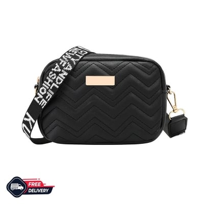 Picture of Wave Pattern Embroidered Camera Crossbody Bag Apricot - black 