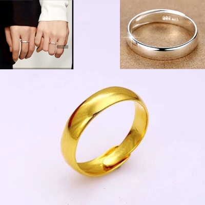 Picture of Adjustable Creative Couple Finger Ring Ethnic Style Set H1 Versatile Personality Autumn Retro Angti Daily Life Jewelry Accessories Birthday Wedding Engagement Bridal Party Amazing Gift Item for Men Women Silver and Gold Color