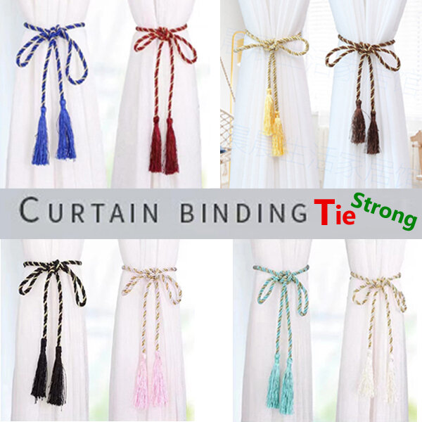 Picture of Curtain Belt Direct Factory Supply Wholesale Price Set A Double-Headed Long Tassel Cotton Door and Window Parda Barrier Tie Rope Non Clip/Hook Handmade Kushikata Buckle Accessories Home Decorative Lanyard Amazing Gift Item Multicolor