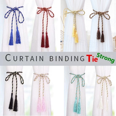 Picture of Curtain Belt Direct Factory Supply Wholesale Price Set A Double-Headed Long Tassel Cotton Door and Window Parda Barrier Tie Rope Non Clip/Hook Handmade Kushikata Buckle Accessories Home Decorative Lanyard Amazing Gift Item Multicolor
