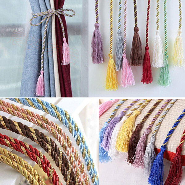 Picture of Curtain Belt Direct Factory Supply Wholesale Price Set A Double-Headed Long Tassel Cotton Door and Window Parda Barrier Tie Rope Non Clip/Hook Handmade Kushikata Buckle Accessories Home Decorative Lanyard Amazing Gift Item Multicolor