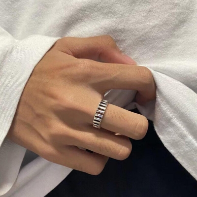 Picture of Adjustable Popular Chain Finger Ring Set A1 All-Match Cold Style Versatile Personality Autumn Retro Angti Jewelry Accessories Birthday Wedding Engagement Bridal Party Amazing Gift Item for Male and Female Silver Color