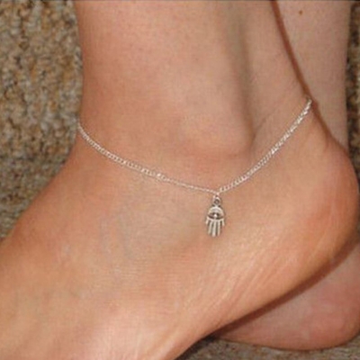 Picture of Popular Fatima Hand Payel Set A1 Chain Anklet All-Match 24K Gold Water Drop Mossonite Zircon Pendant Beach Nupur Jewelry Accessories Birthday Wedding Engagement Bridal Party Amazing Gift Item for Women Gold and Silver Color