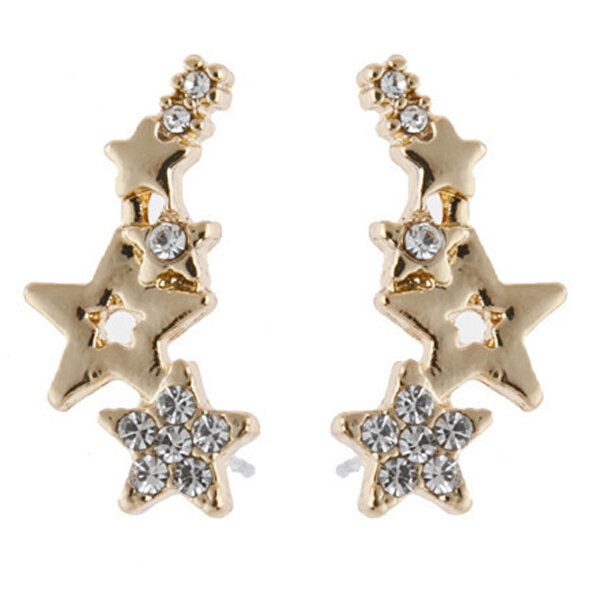 Picture of 1 Pair Popular Creative Fashion Star Earrings Set N1 Hollow Tassel Eardrop Versatile Personality Autumn Retro Kaner Dul Jewelry Accessories Birthday Wedding Engagement Bridal Party Amazing Gift Item for Women Gold Color