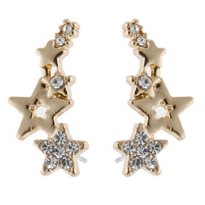 Picture of 1 Pair Popular Creative Fashion Star Earrings Set N1 Hollow Tassel Eardrop Versatile Personality Autumn Retro Kaner Dul Jewelry Accessories Birthday Wedding Engagement Bridal Party Amazing Gift Item for Women Gold Color